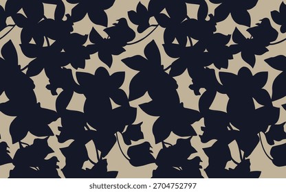 Print. Vector illustration Seamless botanical pattern with flower silhouettes in vector for textiles for women