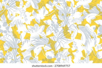 Print. Vector illustration Seamless botanical pattern with flower silhouettes in vector for textiles for women