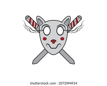 Print vector kitsune mask illustration