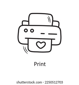 Print vector outline hand draw Icon design illustration. Valentine Symbol on White background EPS 10 File