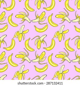 print vector seamless wallpaper with the image of ripe bananas