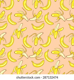 print vector seamless wallpaper with the image of ripe bananas