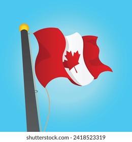 Print victor's drawing of the flag of canada fluttering in the sky