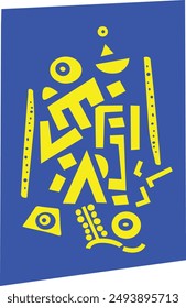 Imprimir Vector de arte de pared Sarong estilo boho moderno diseño minimalista para alfombra de tela Diseño creativo de decoración de patrones de contraste colores vibrantes azul amarillo