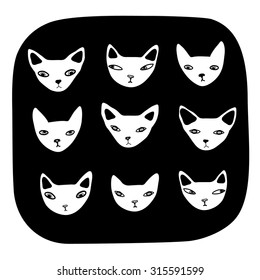 Print with white cats at the black area for Textiles and Clothing, paper