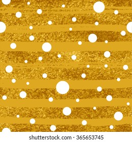 Print with white circles on a gold background. Polka dot pattern