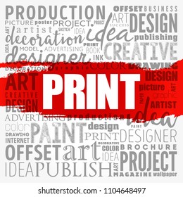 PRINT word cloud, creative business concept background