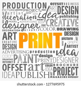 PRINT word cloud, creative business concept background