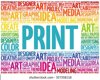 PRINT word cloud, creative business concept background