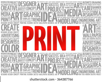 PRINT word cloud, creative business concept background