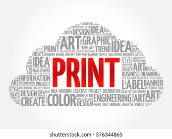 PRINT word cloud, creative business concept background