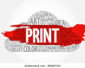 PRINT word cloud, creative business concept background