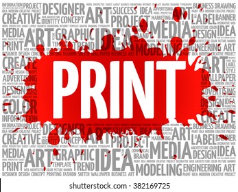 PRINT word cloud, creative business concept background
