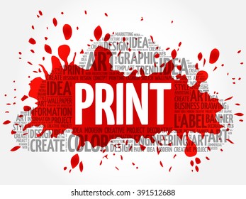 PRINT word cloud, creative business concept background