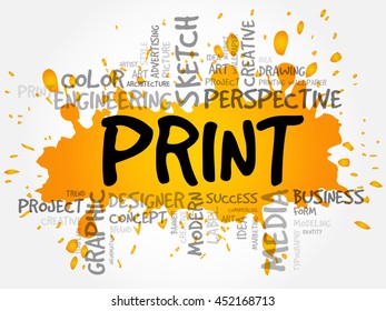 PRINT word cloud, creative business concept background