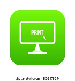 Print word on a computer monitor icon digital green for any design isolated on white vector illustration
