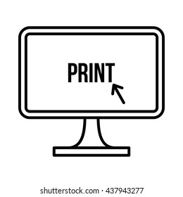 Print word on a computer monitor icon