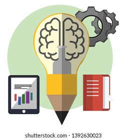 Print of writing down an idea on white background vector illustrator.