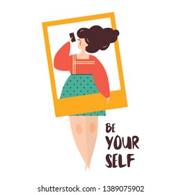 “Be yourself” print with young woman