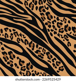 
Print zebra leopard mix pattern seamless animal print, trendy fabric texture. Stylish design.