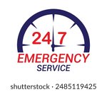 Print24-7 hours emergency service vector, 4 hour and 7 days service design, 4 hours service label design.