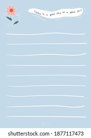 printabe to do list, notes, memo pad template in blue pastel color. Can use for Bullet Journal, Planner, Scrapbook, stationery, notepad