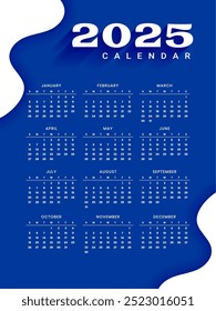 printable 2025 monthly calendar template in business style vector