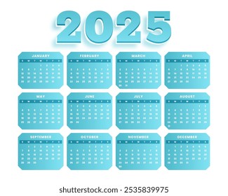 imprimível 2025 modelo de calendário anual parede de negócios ou vetor de mesa