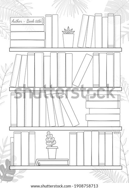 Printable Paper Sheet Bookshelves Books Stock Vector Royalty Free