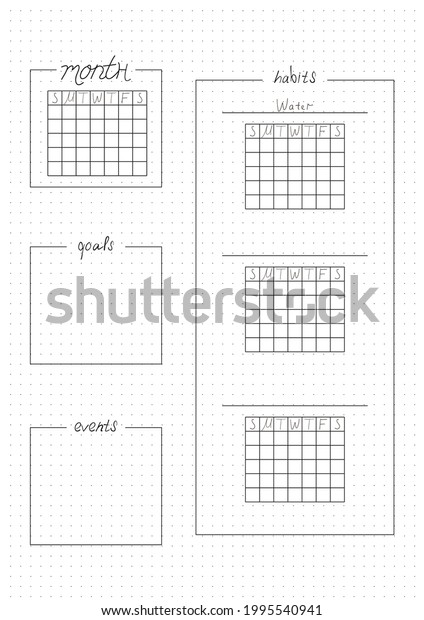 Printable A4 Paper Sheet Bullet Journal 库存矢量图（免版税）1995540941 | Shutterstock