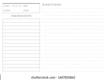 Printable A4 Recipe Card Template (Live Stroke Path)