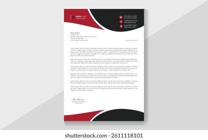 Printable abstract modern and corporate vector template of letterhead design