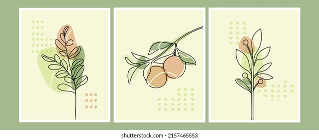 Printable aesthetic minimal leaves wall art in high resolution, easy to separate and for many type of use.