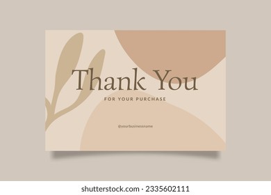 Printable Aesthetic Thank You Card Template for Small Online Business, Decorated with Floral Blob Object and Cream Color Background. Suitable for Beauty, Fashion, Cosmetic Brand