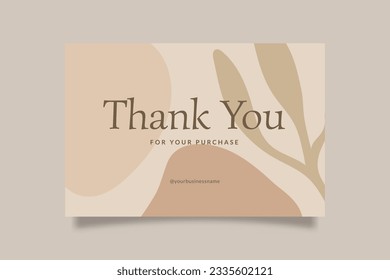 Printable Aesthetic Thank You Card Template for Small Online Business, Decorated with Floral Blob Object and Cream Color Background. Suitable for Beauty, Fashion, Cosmetic Brand