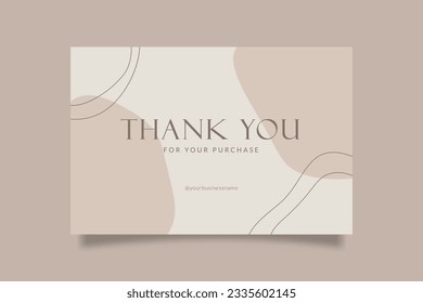 Printable Aesthetic Thank You Card Template for Small Online Business, Decorated with cream blob object and stroke. Suitable for Beauty, Fashion, Bakery, Cosmetic Brand.