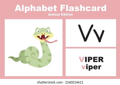 Printable Alphabet Animal Flashcards Collection For Learning English. Educational Game For Kindergarten And Preschool Kids. Cute Cartoon Characters. Vector Illustrations.