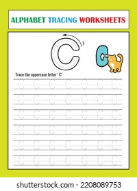 Printable Alphabet Tracing Worksheets vector