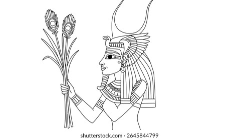 Página de colorir Anuket Deusa Egípcia da Água Nilo Deidade Antiga Mitologia Arte para Crianças e Adultos