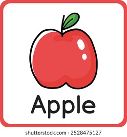 Printable apple fruit flashcards for kids. Study and learning fruits. Education game