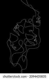 Impresión facial de arte imprimible, impresión de una cara, dibujo de una sola línea minimalista, afiche de caras de una línea, arte de pared neutro, arte de caras de una línea, impresión minimalista facial, fondo negro