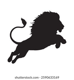 Printable Attacking Lion Silhouette for T-Shirts, Stickers, and Posters - Lion Vector - Lion Icon
