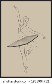 Printable ballet dancer vector line art for wall art or your business... as you wish......  
