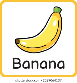 Cartões de banana-fruta imprimíveis para crianças. Estude e aprenda frutos. Jogo de educação