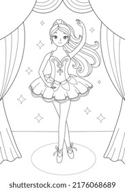 Printable Beautiful Ballerina coloring page