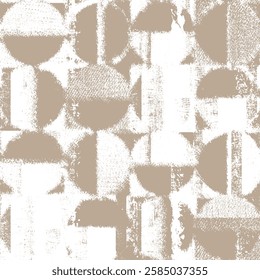 printable beige white trendy modern abstract geometric floral  wallcovering, fabric, rug, scarf seamless pattern design vector organic textures
