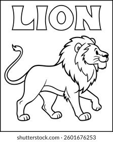 Printable Black and White Lion Coloring Page for Kids