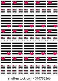 Printable black white and pink hearts box flags and half boxes stickers for agendas, planner, planners, journaling, editable