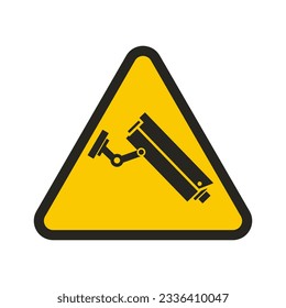 24-Stunden-CCTV-Aufkleber mit bedruckbarem schwarz-gelbem Aufkleber, mit Illustration der Sicherheitsüberwachungskamera, eines CTV-Symbols, unter Schutz- und überwachtem Bereichssymbol