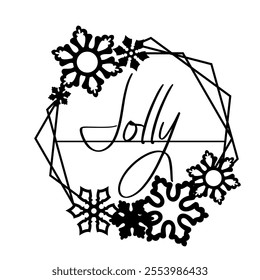 Printable black-and-white holiday wreath featuring snowflakes and festive details. Perfect for DIY Christmas decorations, crafting projects, and seasonal art enthusiasts. 